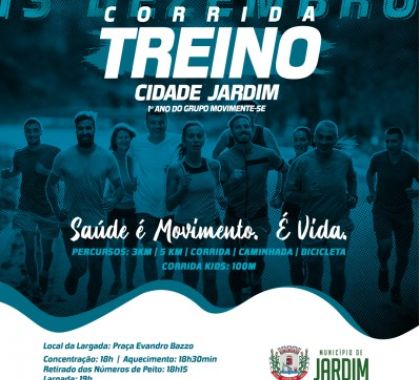 Corrida treino do Grupo Movimente-se acontece nesta sexta-feira em Jardim