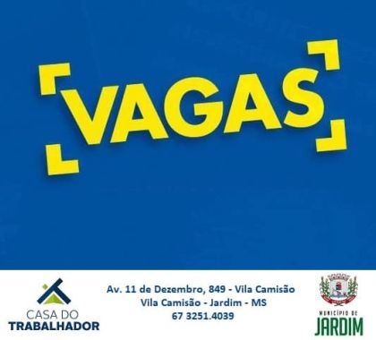 Vagas de trabalho em Jardim (MS); confira