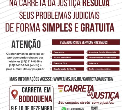 Bodoquena recebe Carreta da Justiça com diversos serviços gratuitos