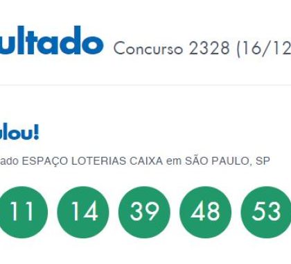 Resultado Concurso 2328 Mega-Sena; Sem vencedores prêmio acumula em R$ 52 milhões