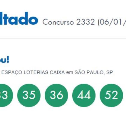 Resultado Concurso 2332 Mega-Sena; Sem vencedores prêmio acumula em R$ 8 milhões