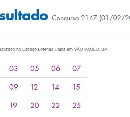 Resultado Concurso 2147 Lotofácil; Aposta do RJ ganha mais de R$ 1,6 milhão