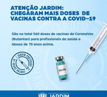 Jardim vacina idosos a partir de 70 anos contra a covid-19 no sábado