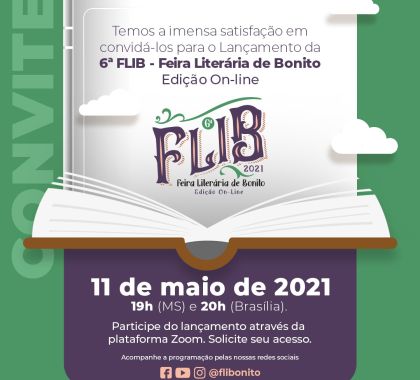 Feira Literária de Bonito 2021 será lançada nesta terça-feira