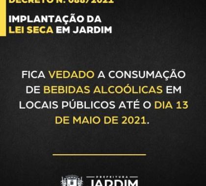 Proibido consumo de bebidas alcóolicas em locais públicos em Jardim