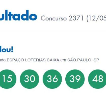 Resultado Mega Sena Concurso 2371; Prêmio acumula em R$ 38 milhões