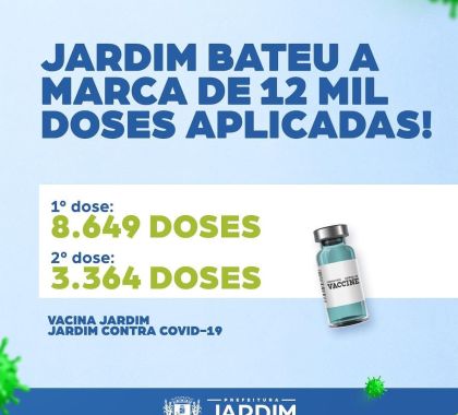 Jardim já aplicou 12 mil doses da vacina contra a Covid-19