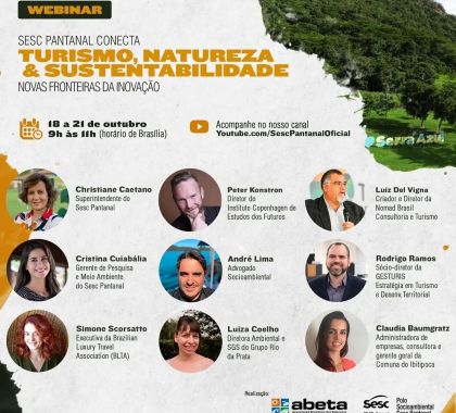 Turismo, natureza e sustentabilidade é tema de webinar na próxima semana