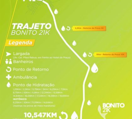 Corrida Bonito 21K 2019 está com inscrições abertas