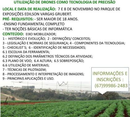 Senar/MS realiza curso sobre Uso de Drones como Tecnologia de Precisão em Jardim